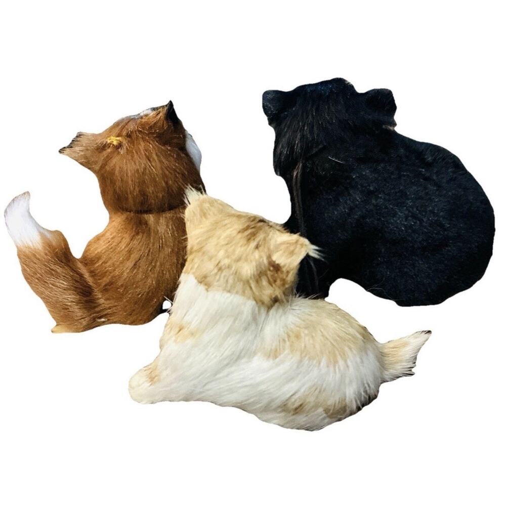 Vintage Woodland Animal Figurines Set Fox Bear Kitten Cottagecore Cabin Decor - Picture 3 of 7